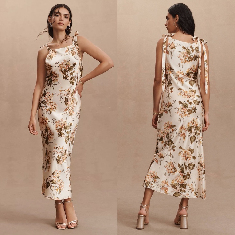 Reformation Aden Silk Charmeuse Dress Bella Floral Print Size XL NWT